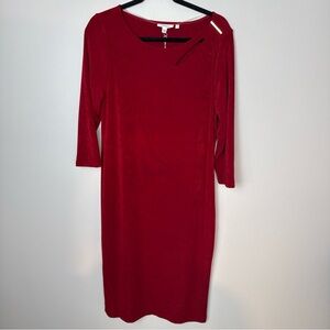 NWT Travelers by Chico's Red Cut Out Classic Dress with 3/4 Sleeves Size 2 Large